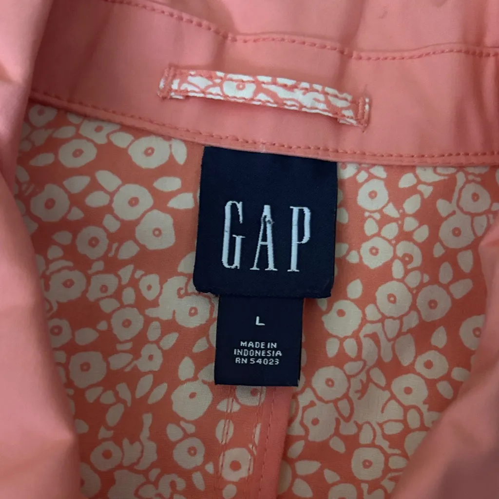 GAP Women's Vibrant Coral Pink Trench Coat Hidden Buttons Pockets Trendy Cotton - Image 5