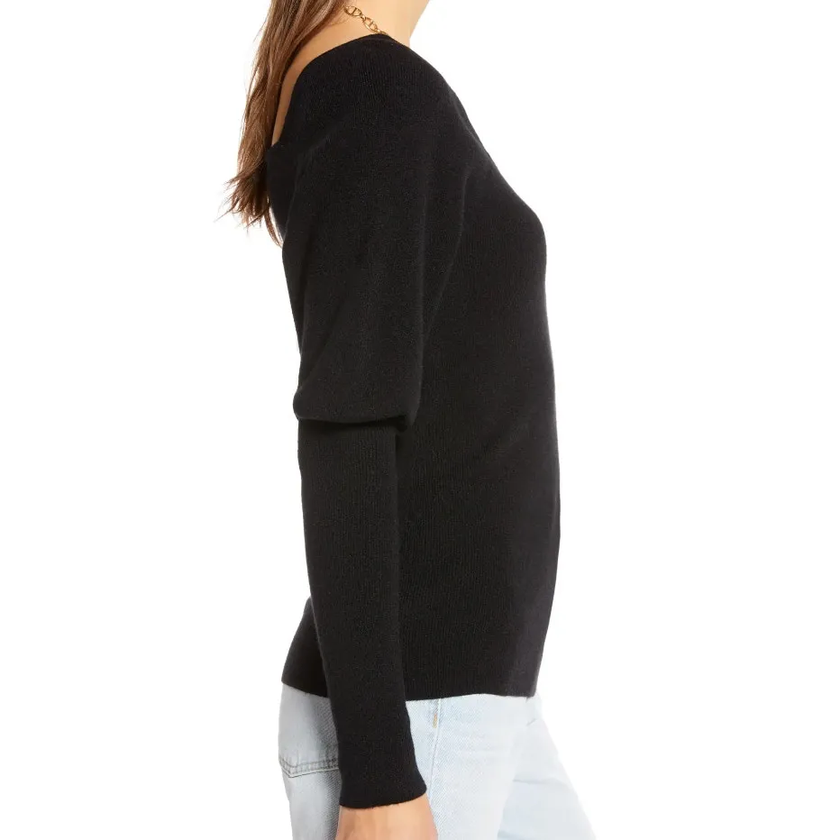 Something Navy Square Neck Sweater in Black, Size S - Image 2