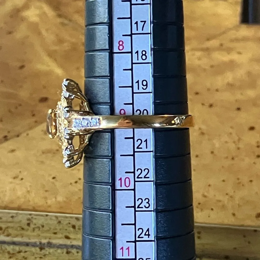 Natural Yellow Sapphire Yellow Zircon Sterling Silver Cocktail Ring Size 9 Gold - Image 9