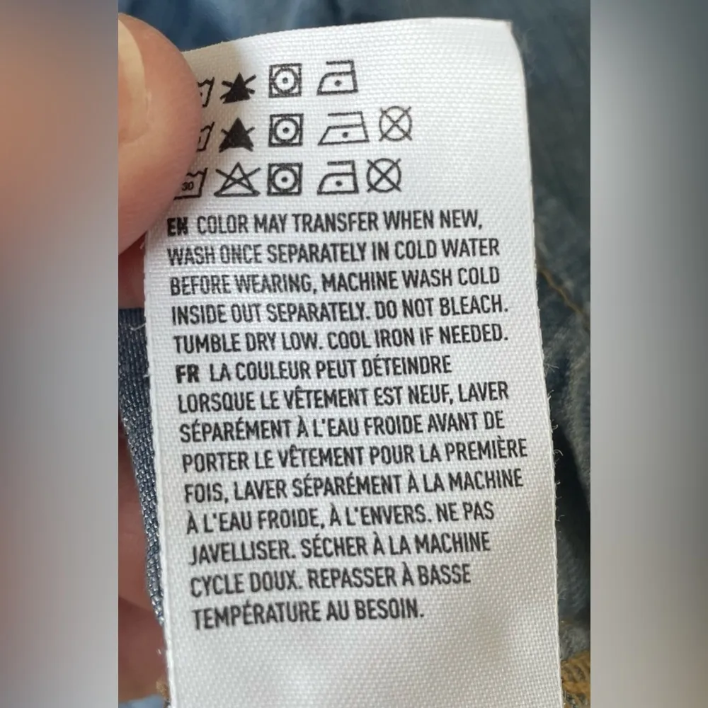 American Eagle Fit Flare Blue Chambray Denim Dress Long Sleeve Button Up Size S - Image 10