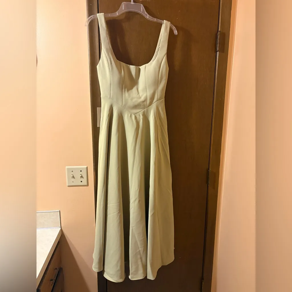 NWT Odd Muse Ultimate Muse High Waist Square Neck Midi Dress in Sage Green Size M - Image 3