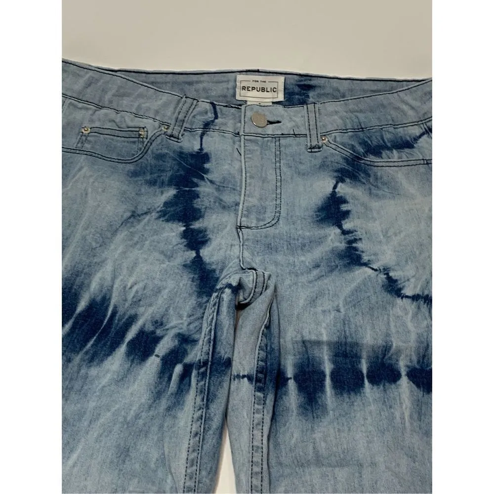 For The Republic Women's Five Pocket Ti Dye Straight Jeans Blue Size 6 - Image 3