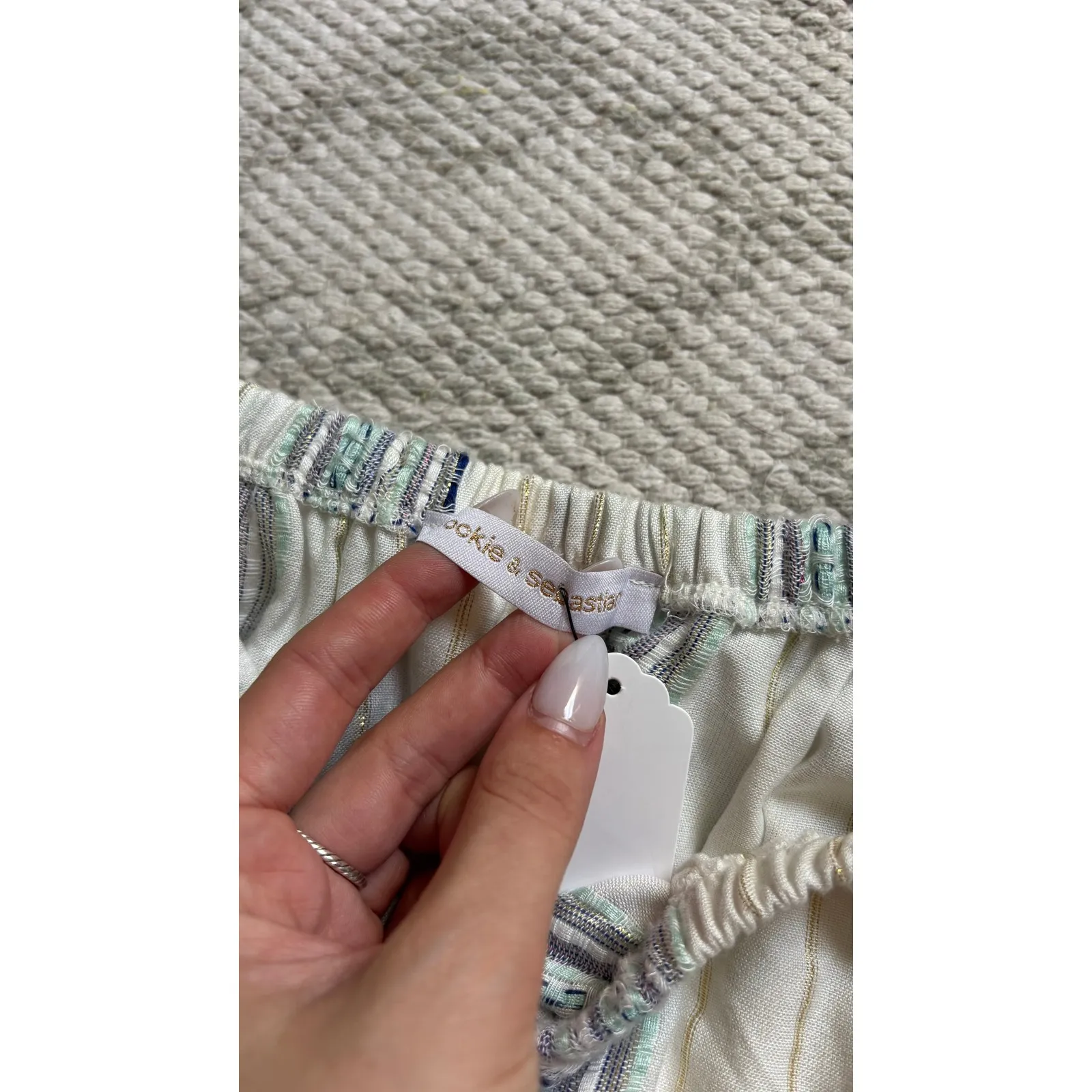 0140. NWT Pookie & Sebastian Ruffle Tiered Off‎ Shoulder Two Piece Set - Image 7