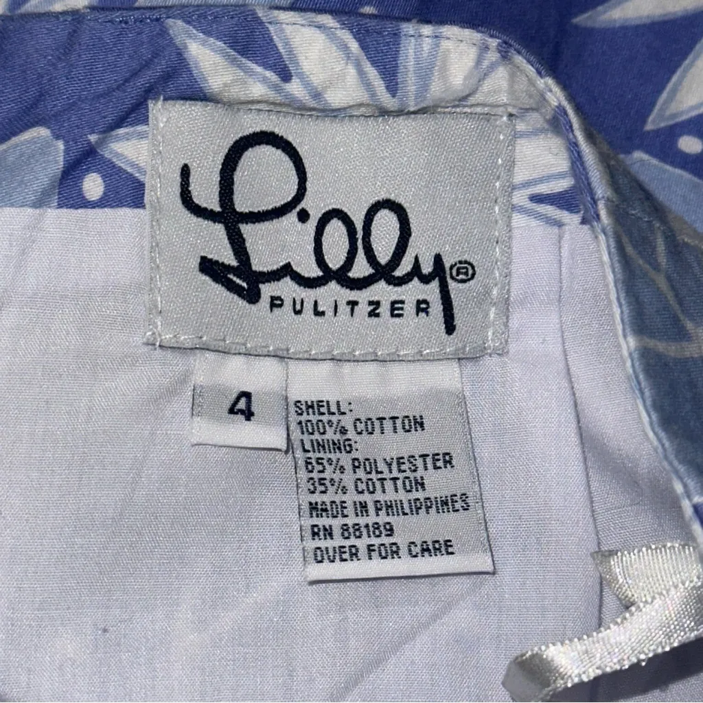 Lilly Pulitzer Vintage White Label Women’s Size 4 Blue Toad Frog Floral Skirt - Image 3