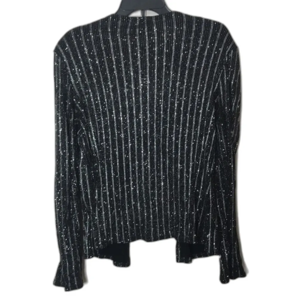 Onyx Nite Black with silver Metallic Stripes Womens Evening Blazer size medium - Image 9