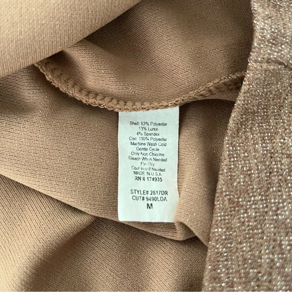 Renee C. Brown Metallic Dress with Sheer Mesh Embroidered Long Sleeves; Sz M - Image 16