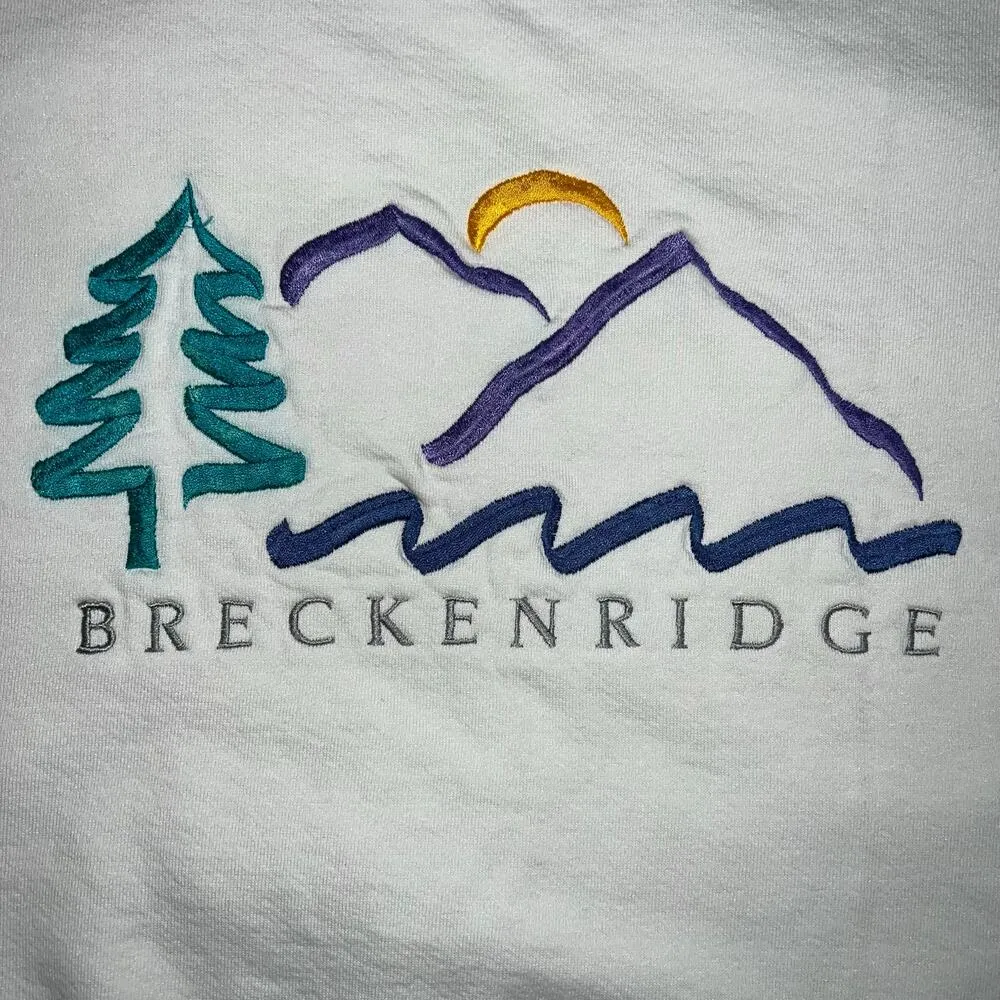 Vintage Unisex Breckenridge Colorado Sweatshirt Pullover Embroidered White Med - Image 3