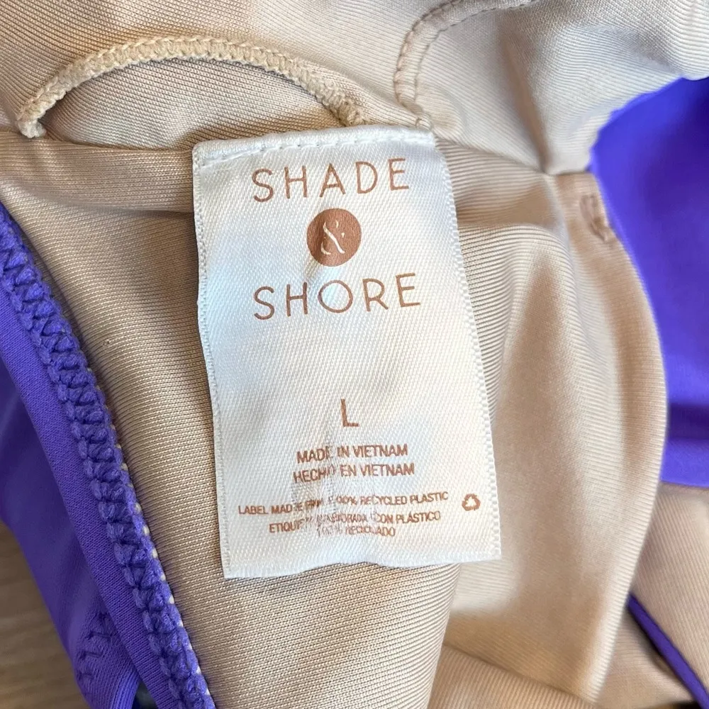 Shade & Shore Swimsuit Purple One Piece Cut Out Monokini L Large New - Image 3