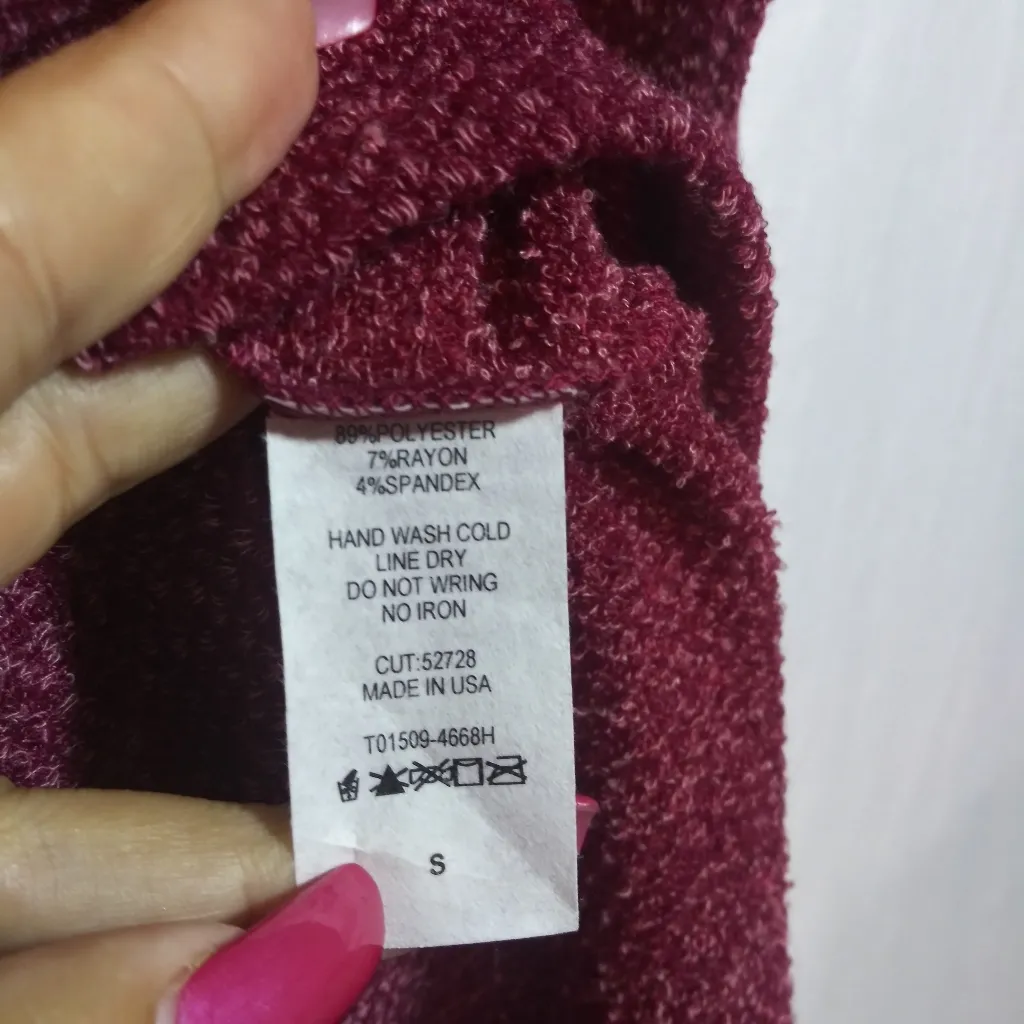 Honeyme Embroidered Burgundy Women's Knit Marled Top 3/4 Sleeves Size S - Image 7