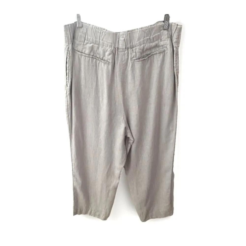 Chico’s Linen Crop Pants Women’s 16 Gray Stretch Waist Relaxed Coastal Lagenlook - Image 7