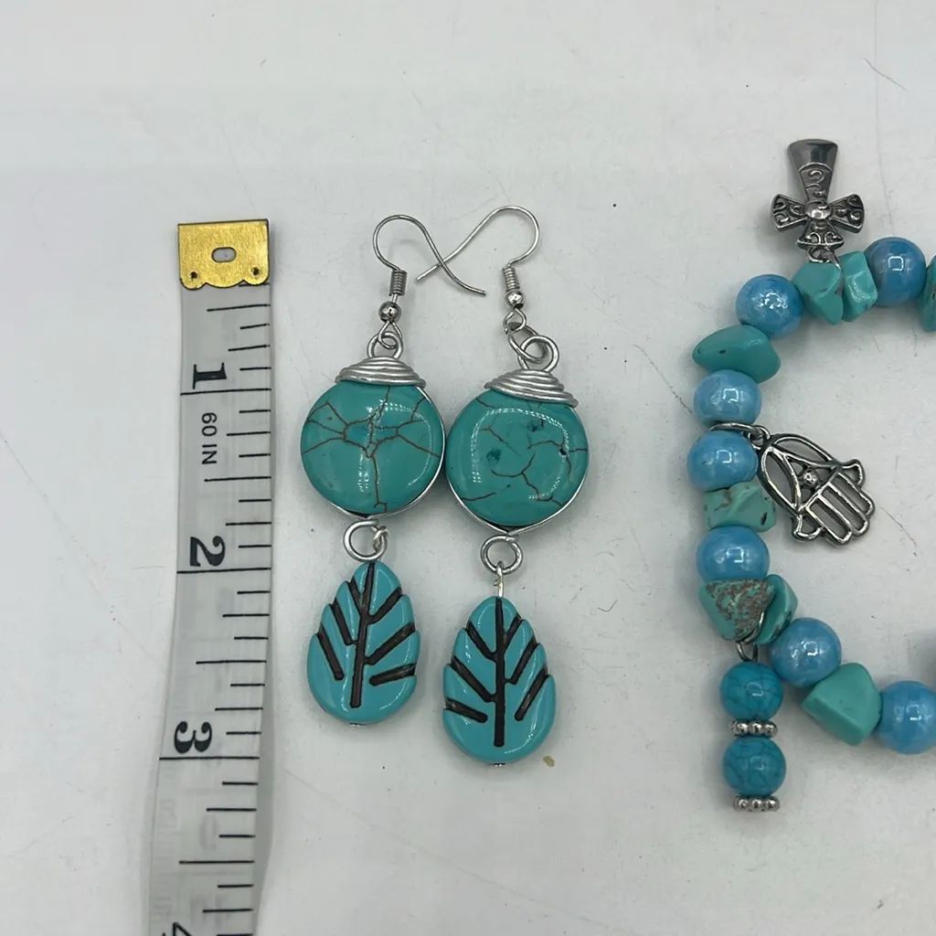Necklace Earrings Bracelet Turquoise/Silver Hand Made Silver - Image 5