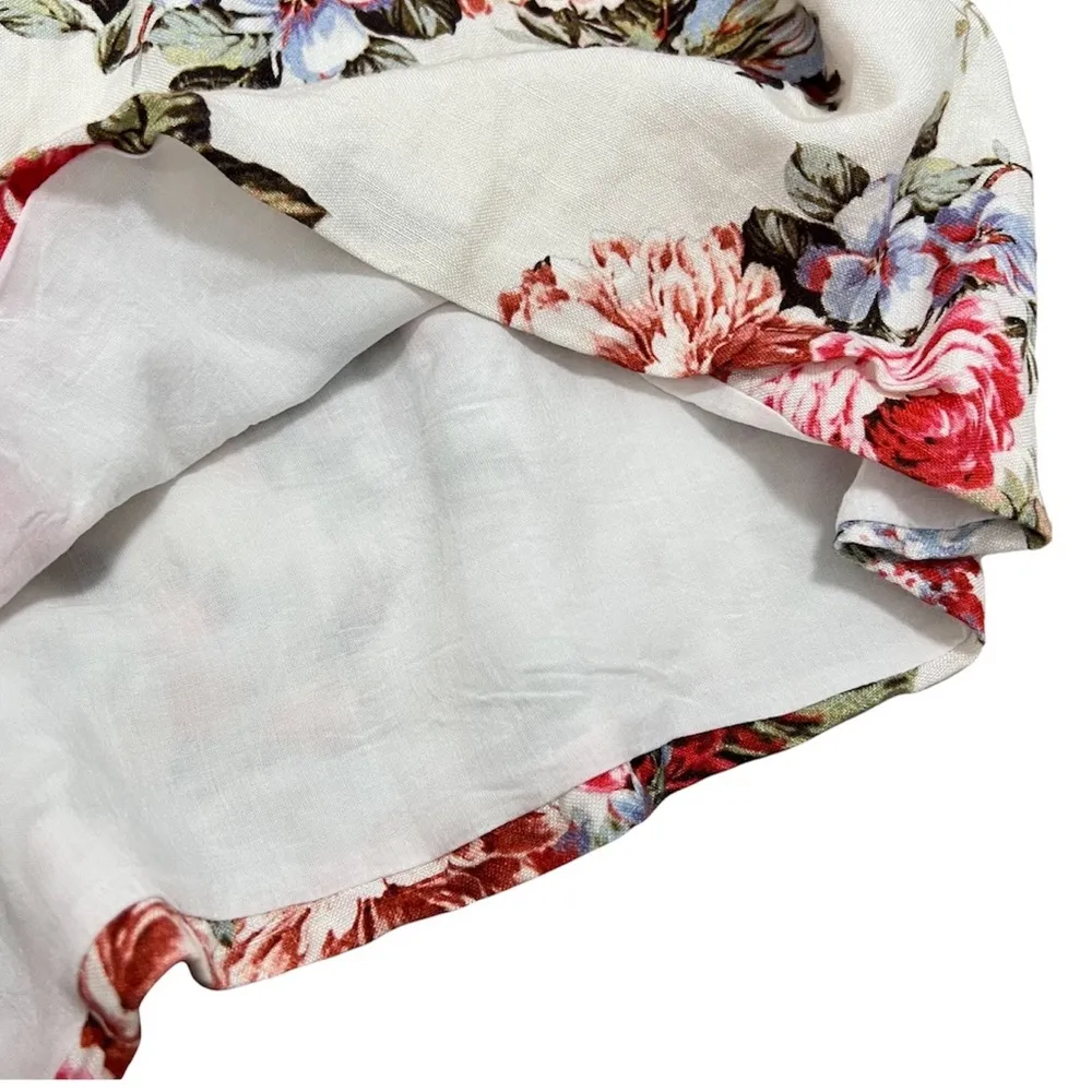 LPA Anthropologie Linen Off Shoulder Romper Floral Summer Rose Bouquet Size XS - Image 7