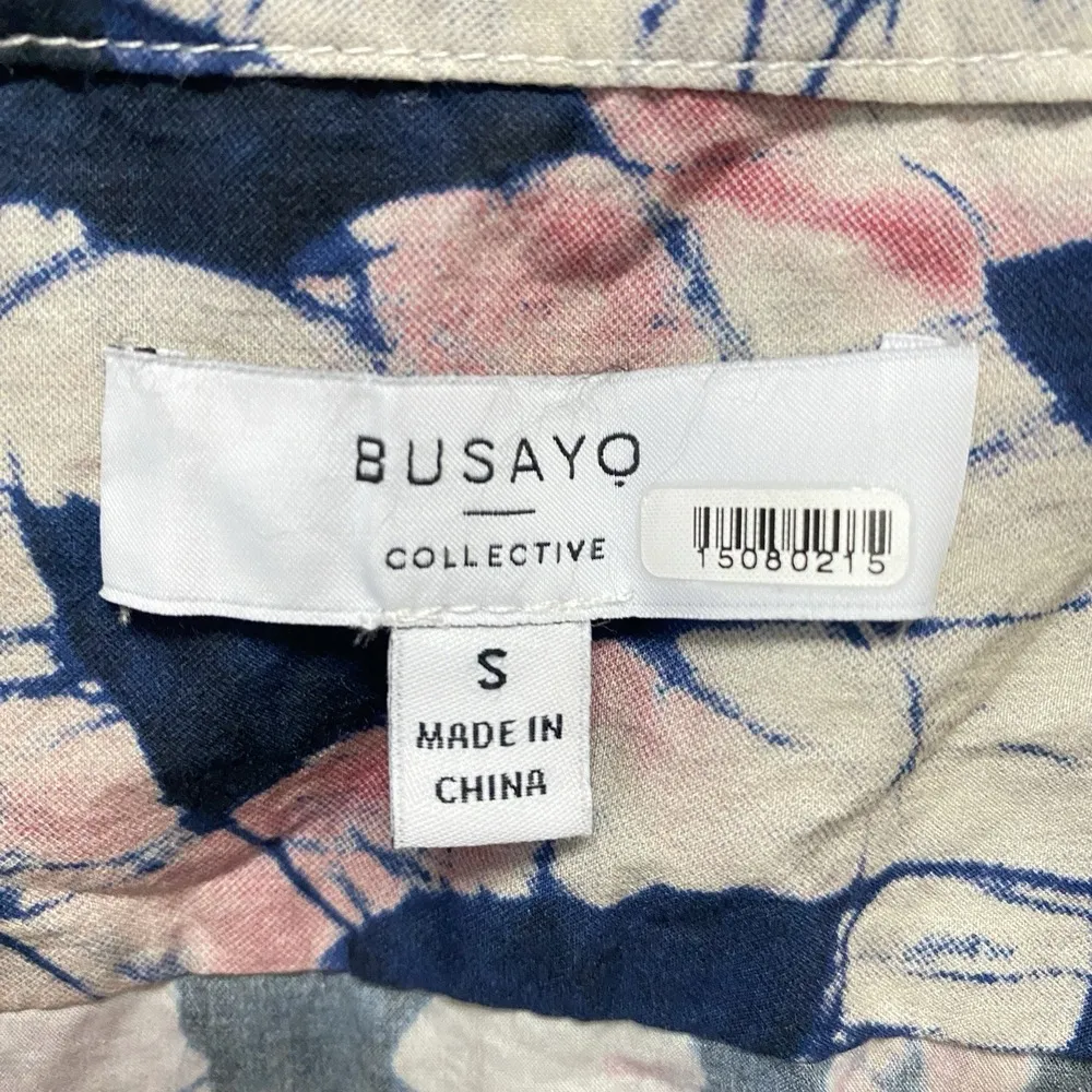 Busayo Button Up Shirt Women Small Multicolor Abstract Blouse Pockets Work - Image 6