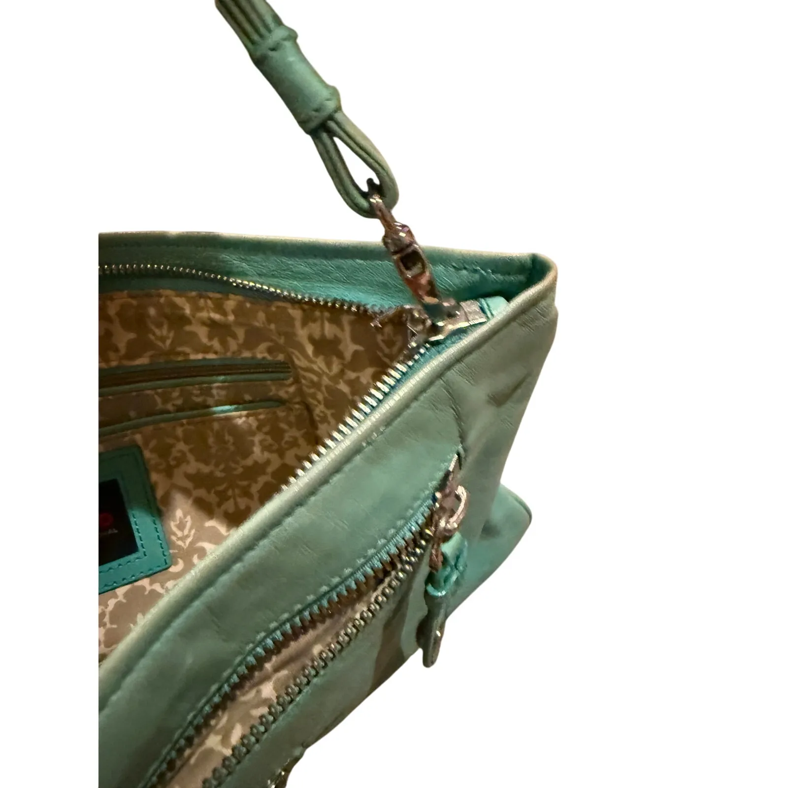 VTG HOBO Oversized Leather Clutch Wristlet Blue - Image 11