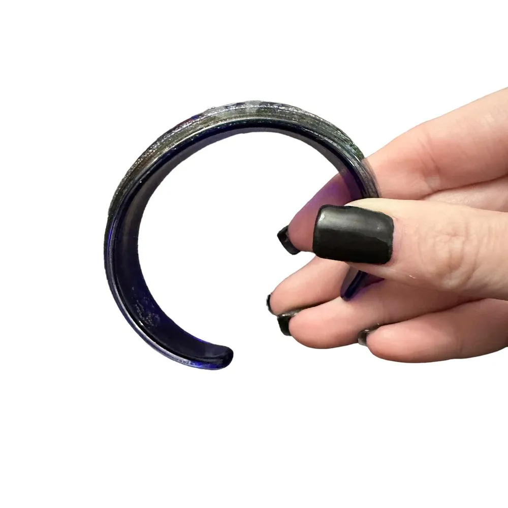 Venetian Cobalt Blue Glass Cuff Metallic Swirl - Image 6