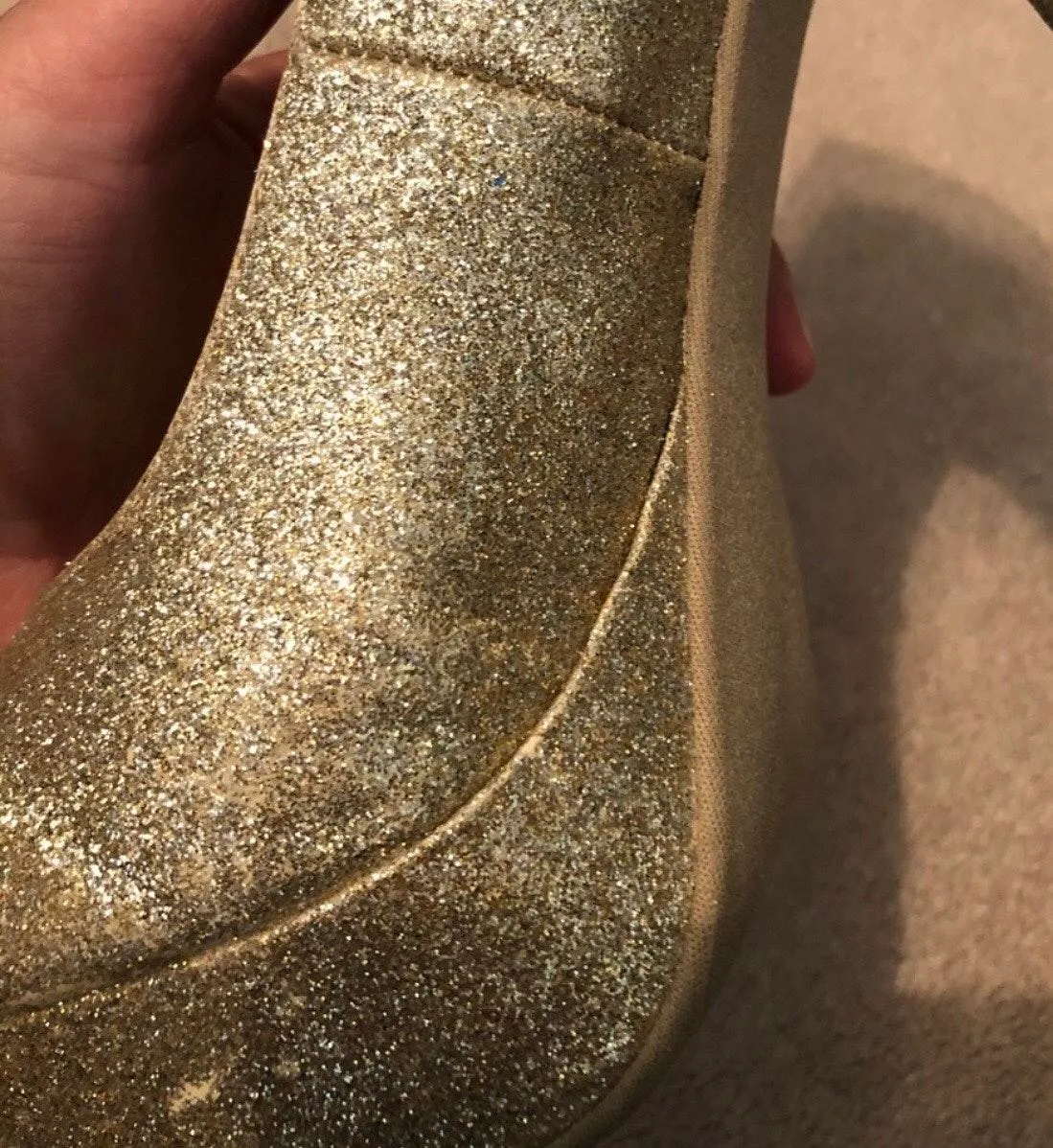 Deb Platform Shoes Gold Glitter Size 8.5 - Image 3