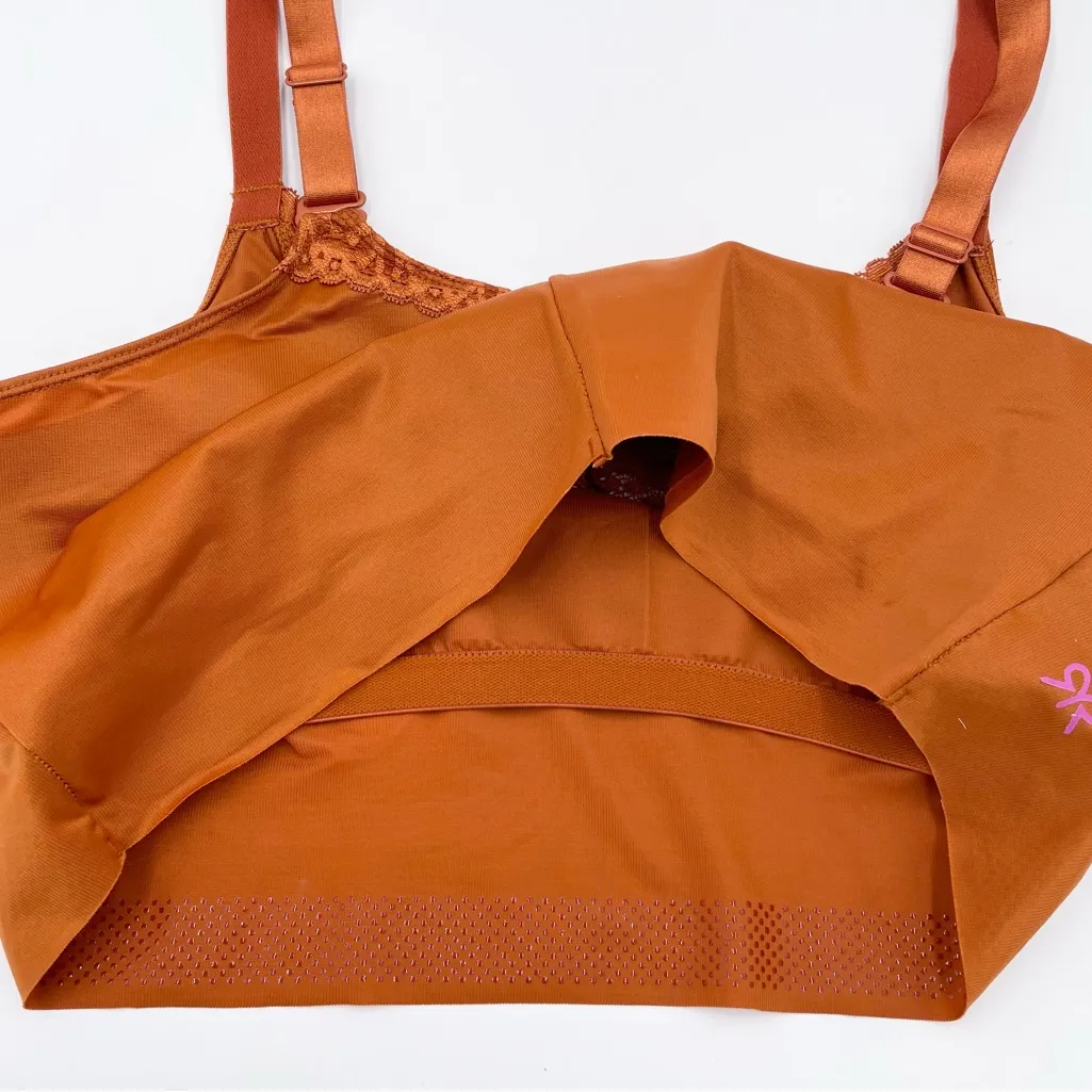 Ruby Ribbon Heritage Diva Lace Demiette Bra #1809 Women's Size 42 Ginger Snap Orange - Image 5