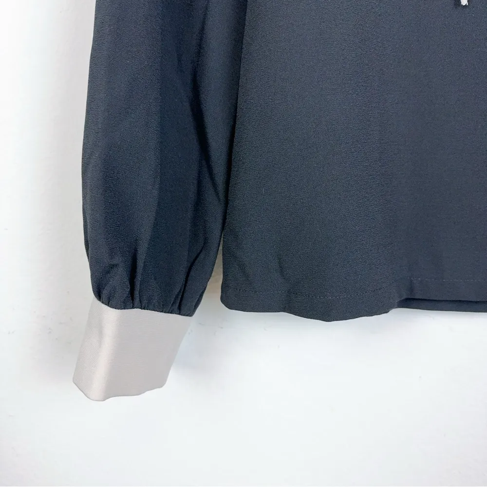 J.ING Contrast Ruffle Black Top Blouse - Image 3