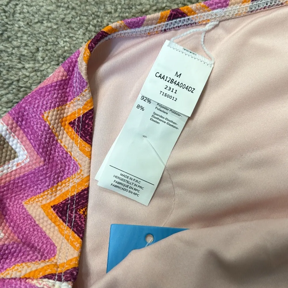 Cupshe Pink Geo Chevron Print Hipster Swim Bikini Bottom Size M - Image 4