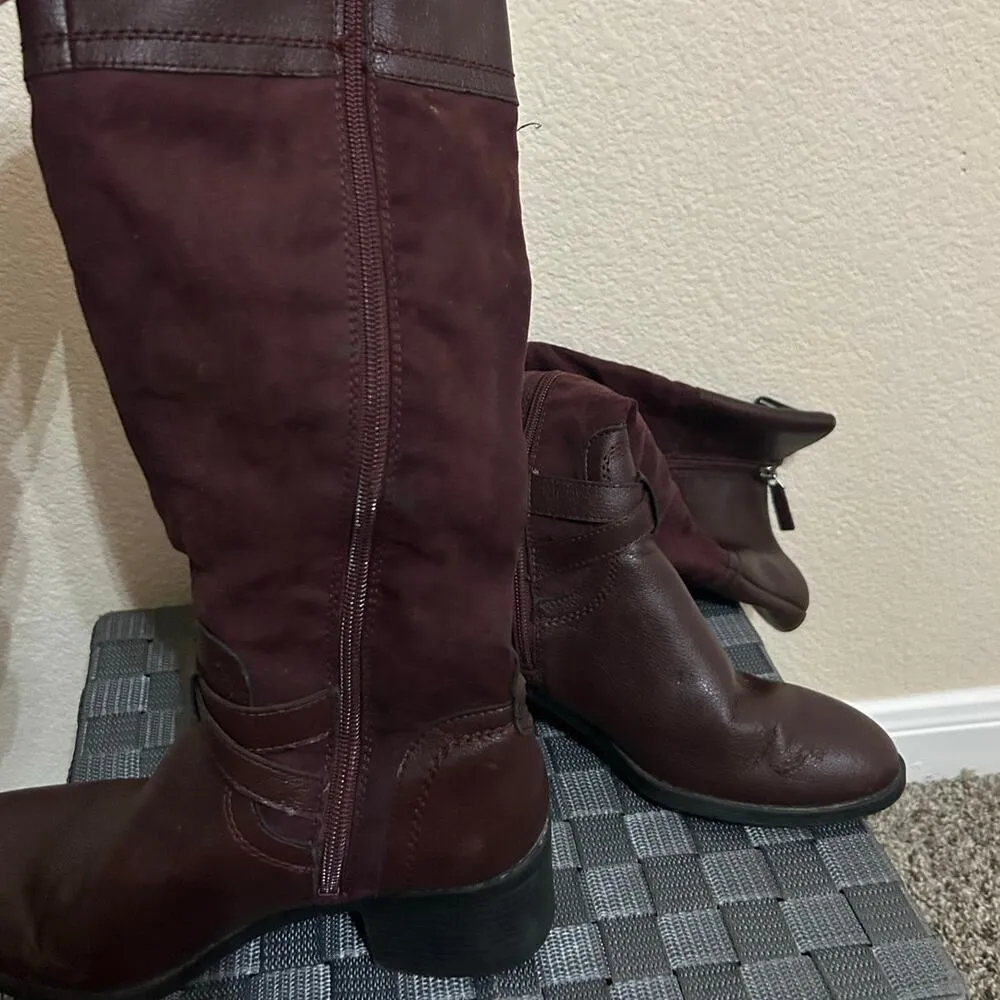Franco Sarto Boots Womens Size 7.5 Cranberry Red Brown Suede Autumn Western Boho - Image 8