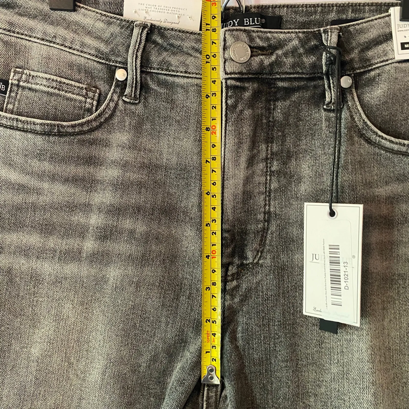 NWT Judy Blue Skinny Fit Mid Rise Gray Wash Jeans Tummy Control Women's 13 / 31 - Image 12