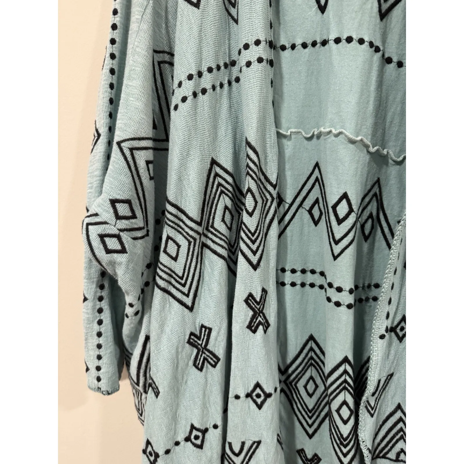 Johnny Was Biya Genoa embroidery sweater wrap in turquoise M $398 2294 - Image 4