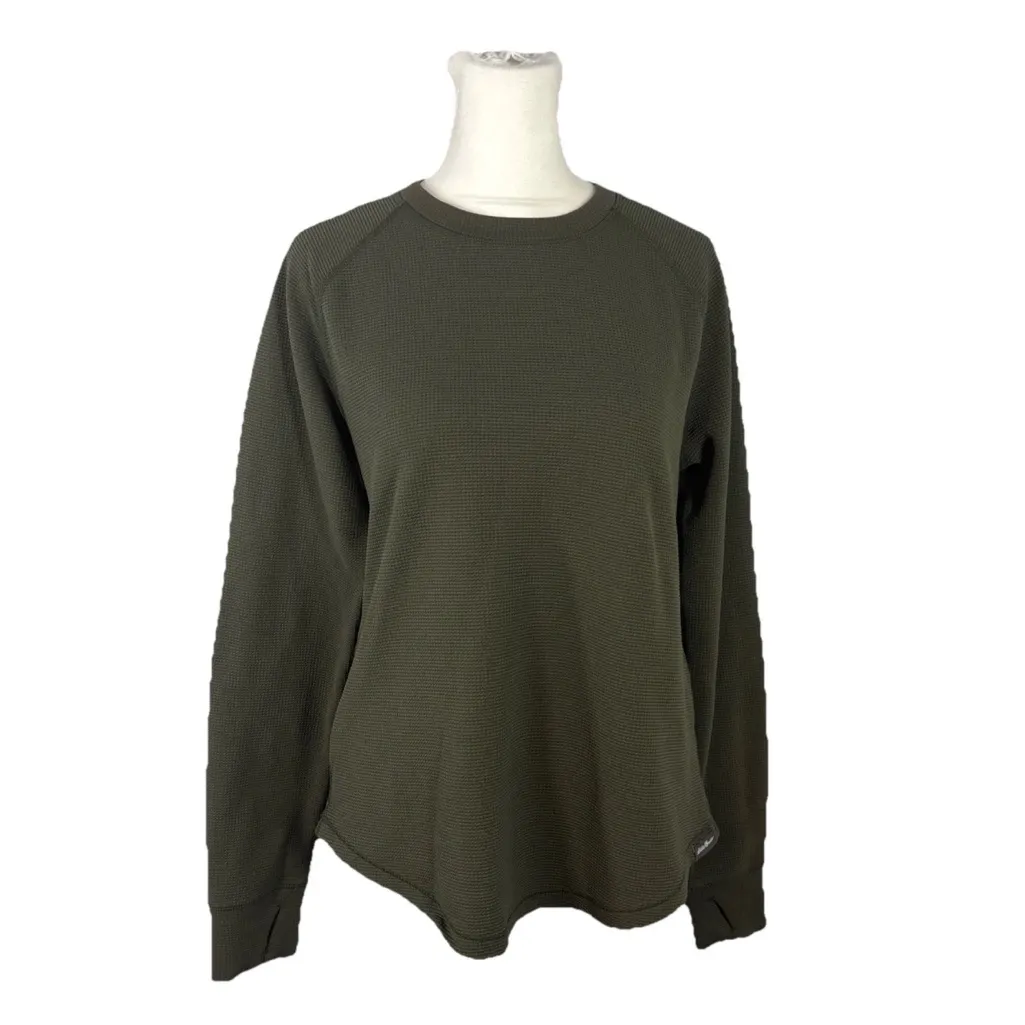 Eddie Bauer Women's Waffle Long Sleeve Crew Neck Lounge Top Green - Women's M - Image 8