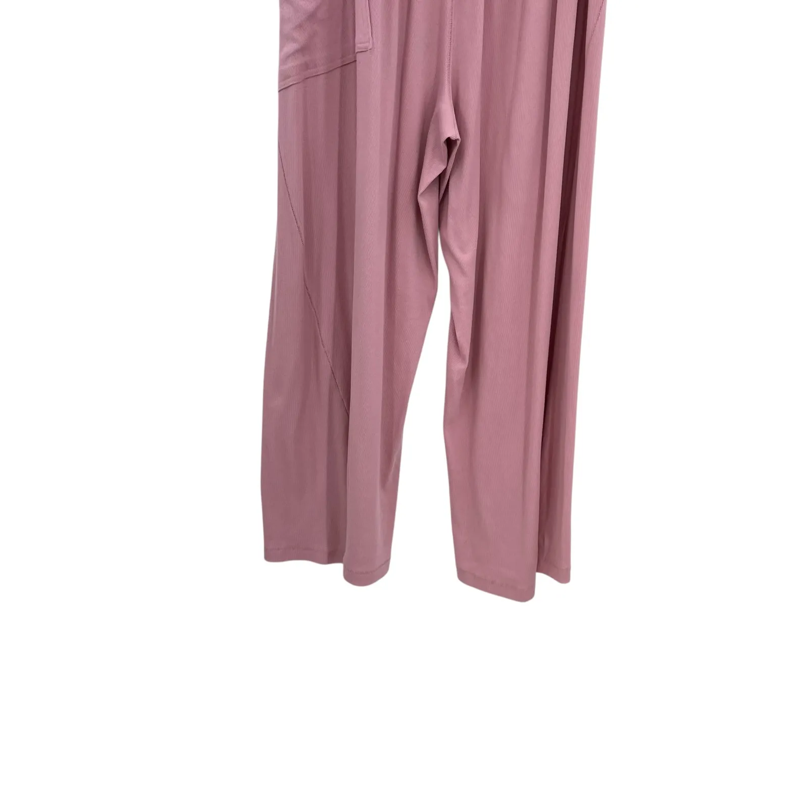 Free People Downtime Wide Leg Pants Bow Detail Lounge Rose Pink‎ Size XS - Image 9