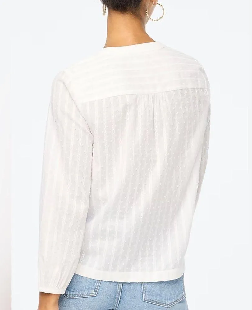 White Clip-dot split-neck top Size XS - Image 2