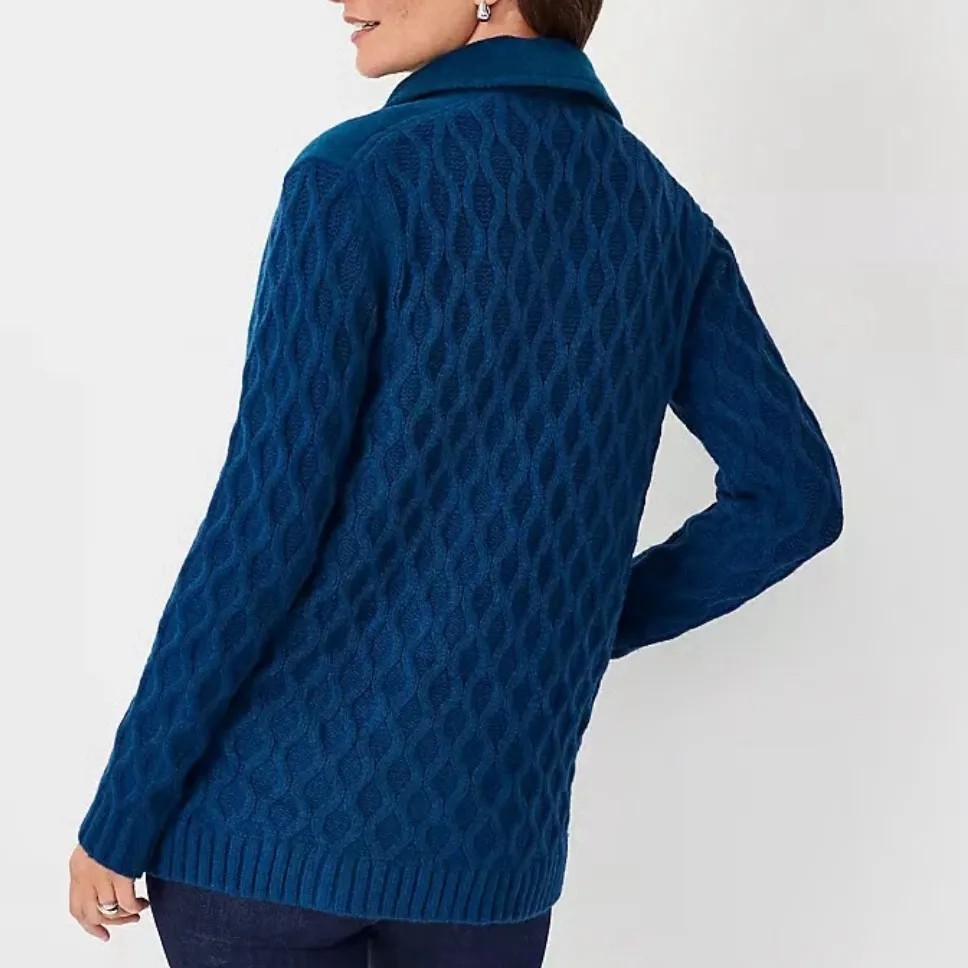 Ann Taylor Teal Double-Breasted Pea Coat - Image 3