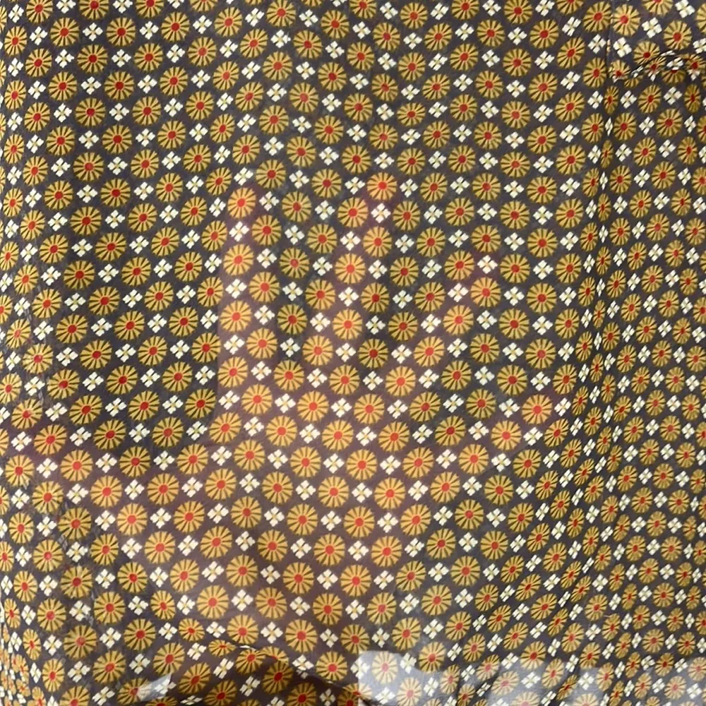 Nordstrom Harlowe & Graham Small Gray/Green Floral Long Sleeve Button Shirt Top - Image 9