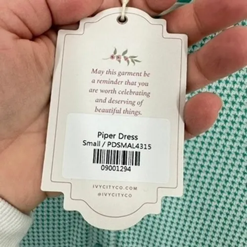 Ivy City Co. Piper Dress Green White Houndstooth Collared Midi Button Pocket NWT - Image 9