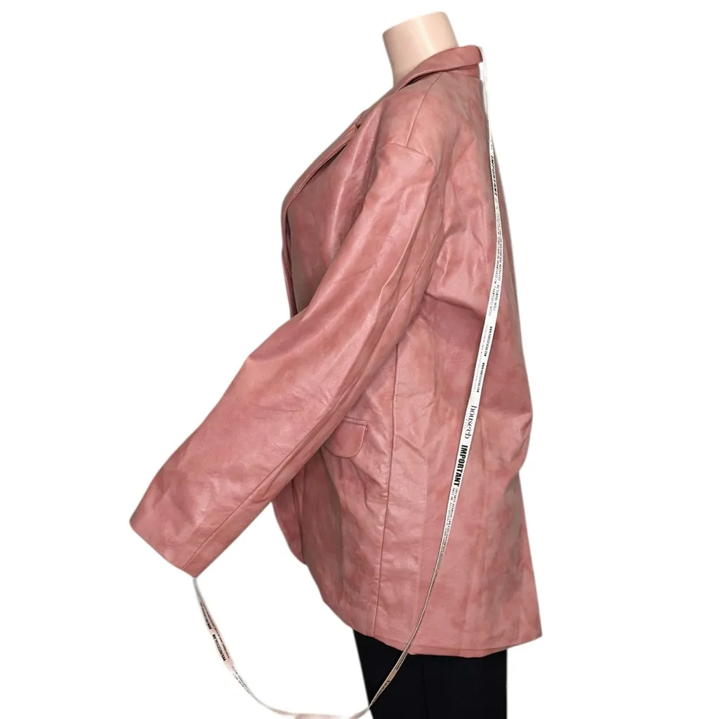 HOUSE OF CB Kiera Vegan Leather Oversized Blazer, Warm Pink, Medium - Image 12