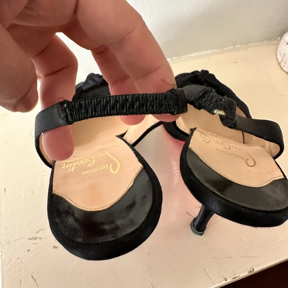 CHRISTIAN LOUBOUTIN Crepe Satin Moustique Peep Toe Slingback Pumps - Image 7