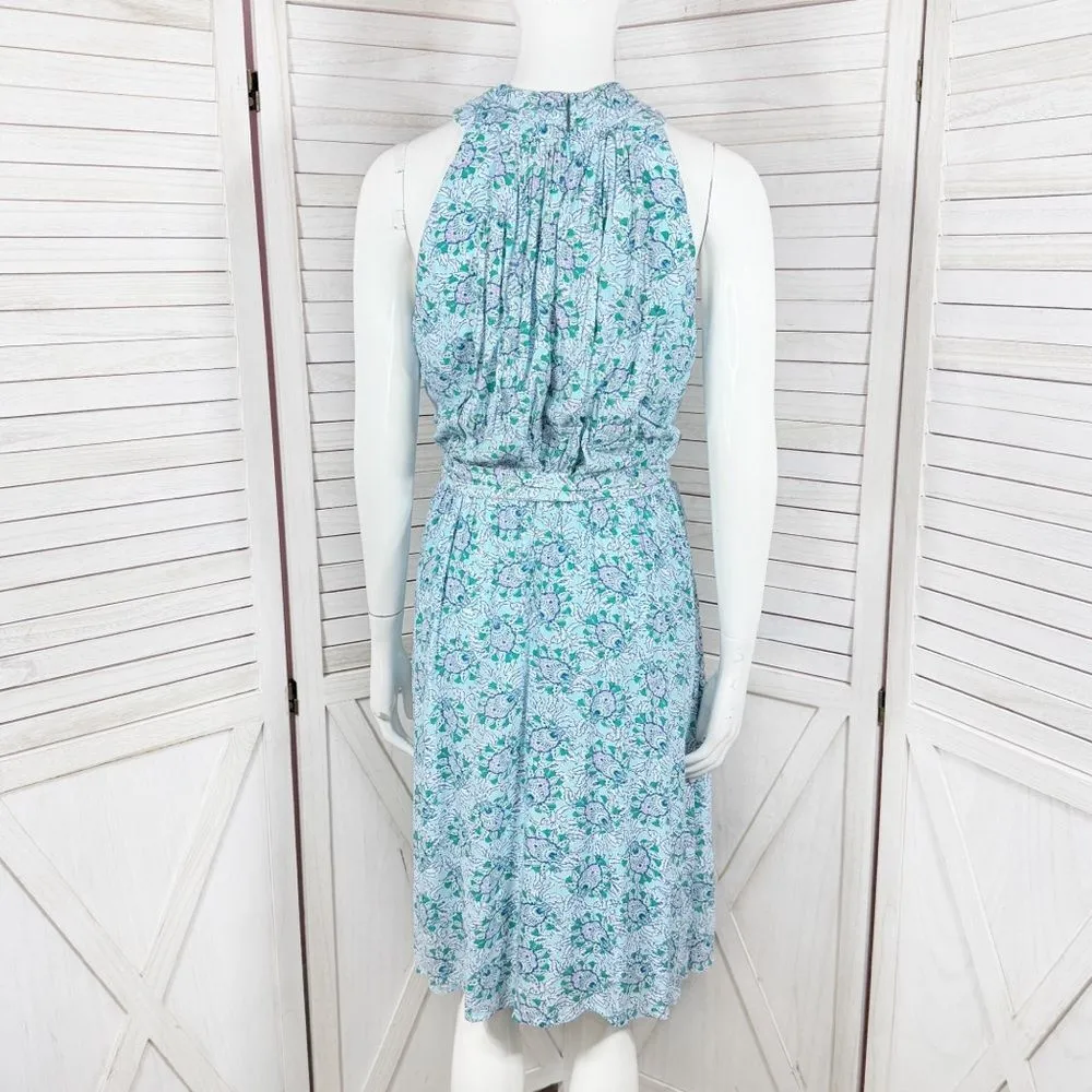 Loft Floral Bloom Crossover Halter Dress Blue Green Lavender‎ Size 4 Tall 4T - Image 6