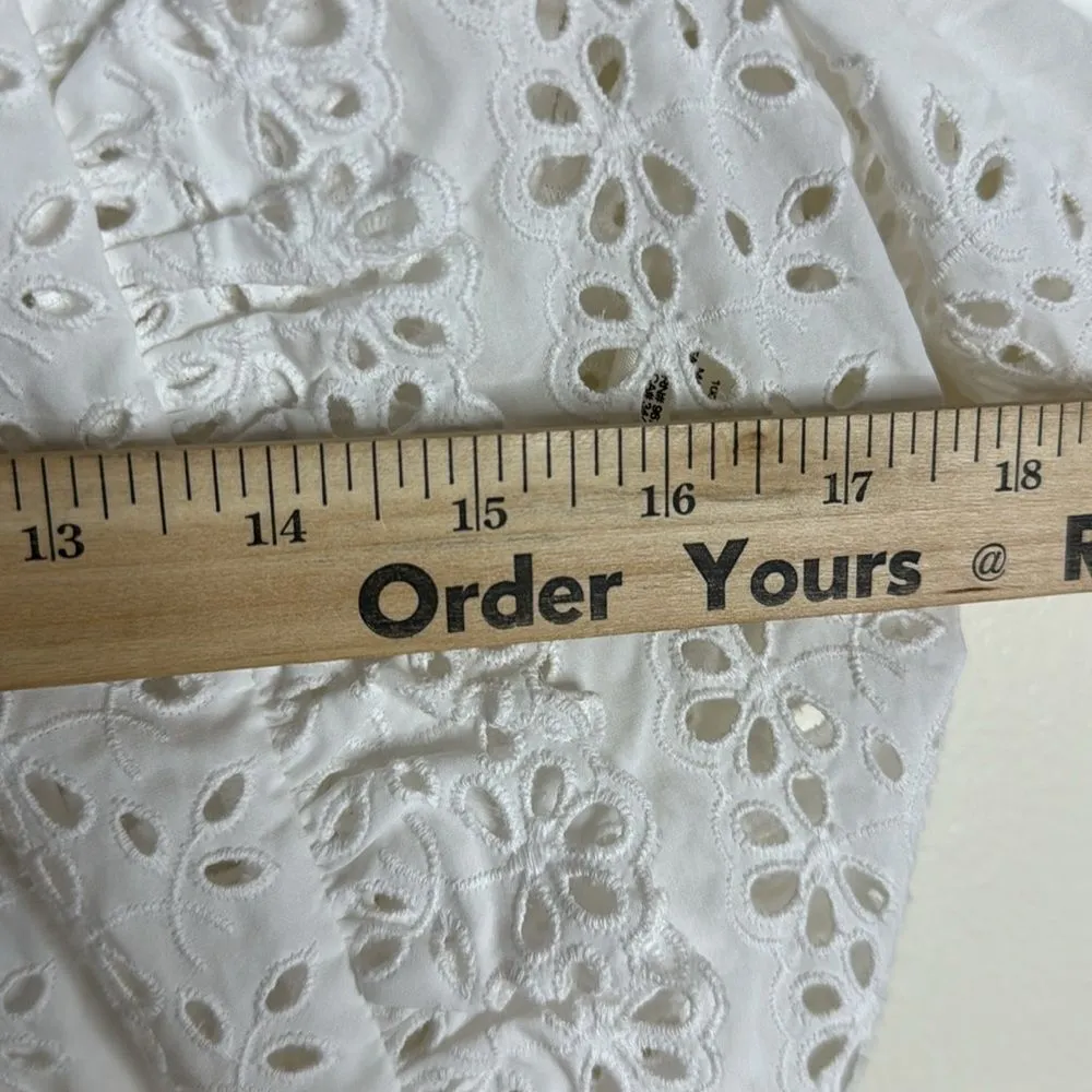 Rebecca Taylor ladies White Embroidered Lace Puff Sleeve eyelet blouse Top XS - Image 6