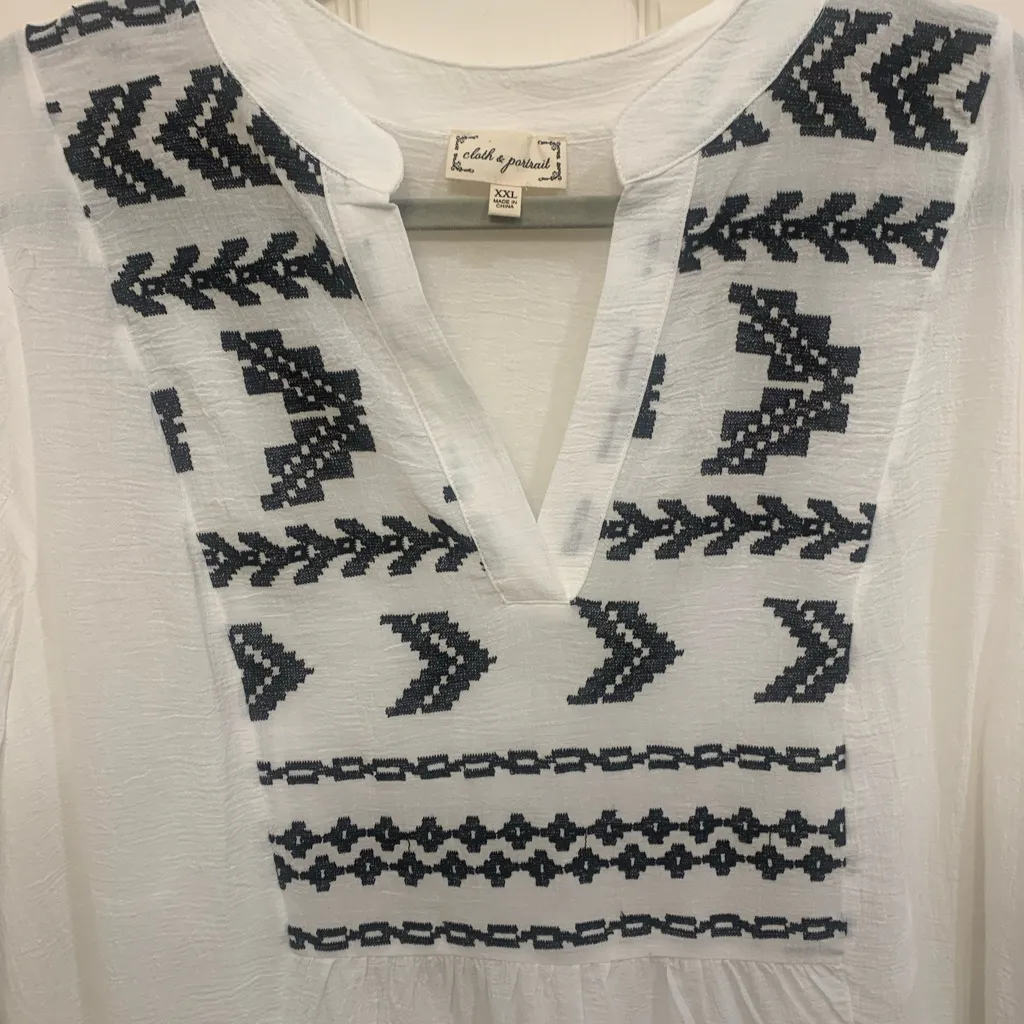 Cloth & Potrait White & Black Boho Western XXL Mini Dress.       2586 - Image 7