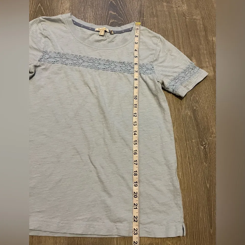 Barbour Pier Top Womens Size 4 Light Blue Cotton Short Sleeve Preppy Classic - Image 3