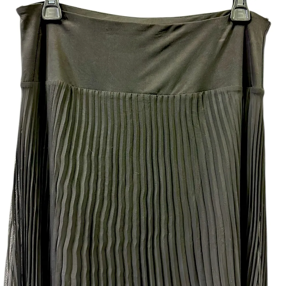 Baby Phat Y2K Black Semi Sheer Pleated Mini Lining Midi Maxi Skirt Womens Large - Image 9