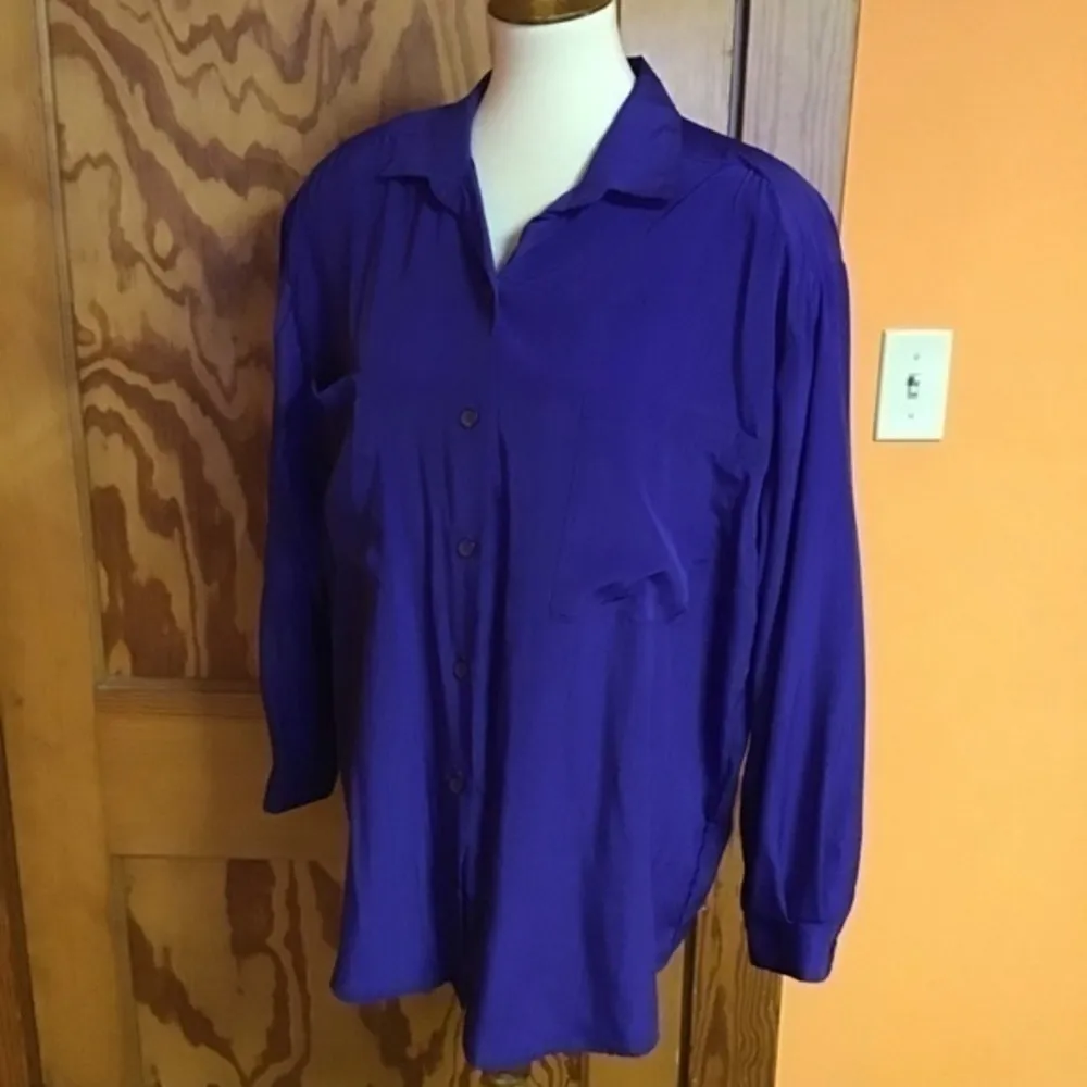 Vintage 80s purple oversized shirt Size L - Image 9