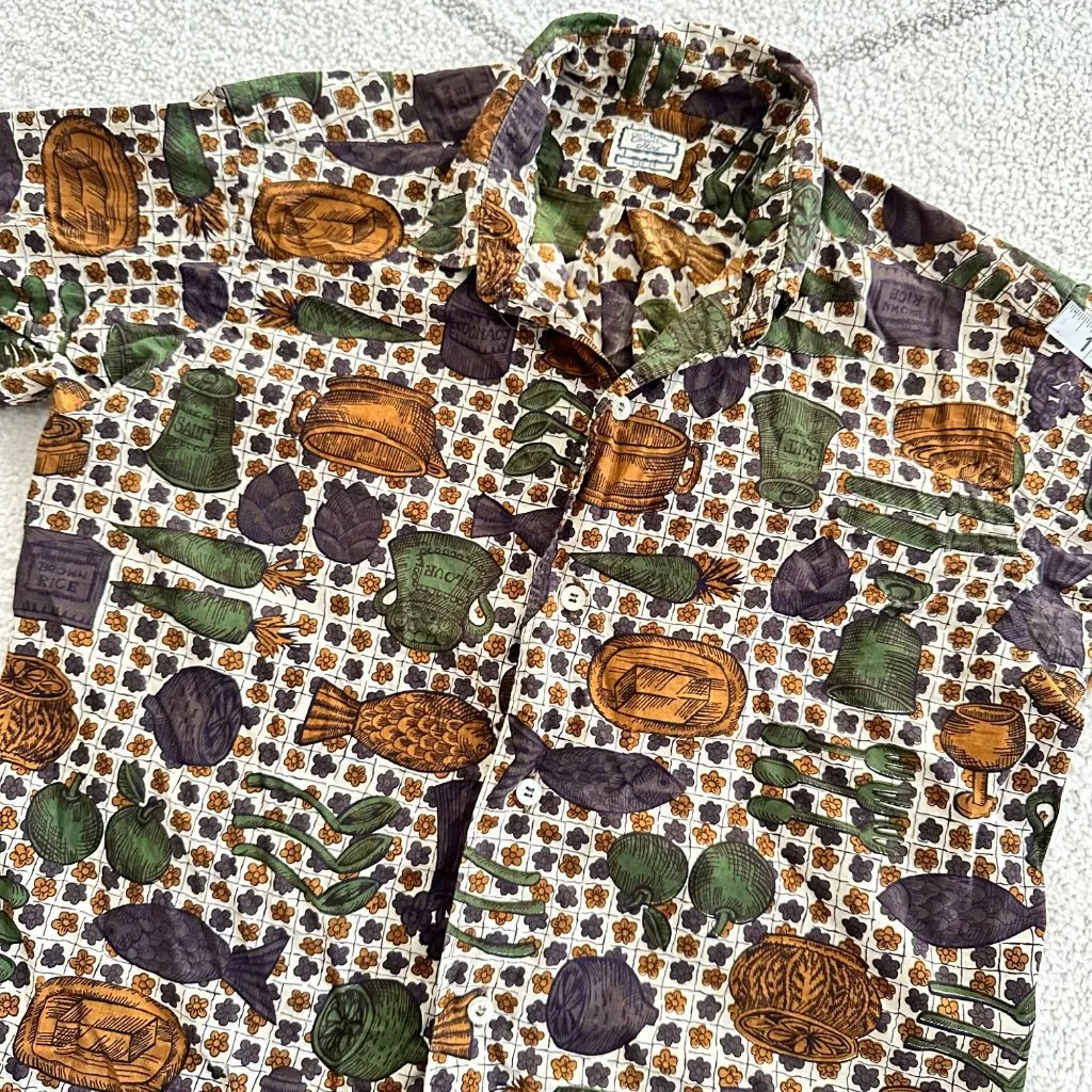 Vintage 60s/70s 'The Country Shirt' Kitchen Food Print Button - Image 7