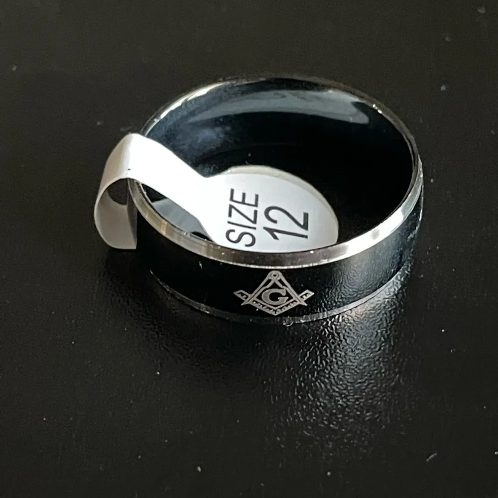 Edge Black Masonic silver  ring size 12 - Image 2