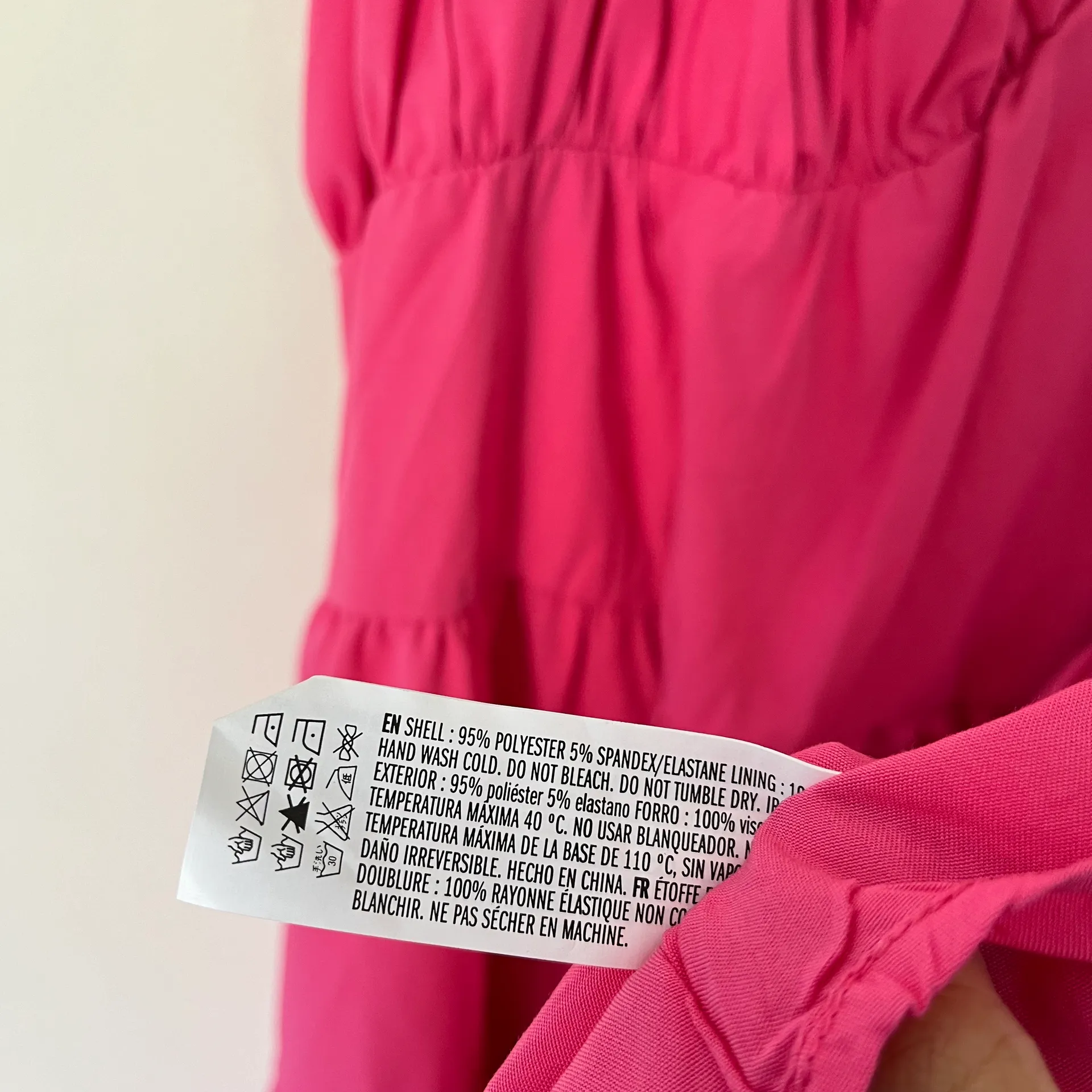 Tiered Cotton Ruffle Sleeve V-Neck Mini Dress Fuchsia Pink - Image 9