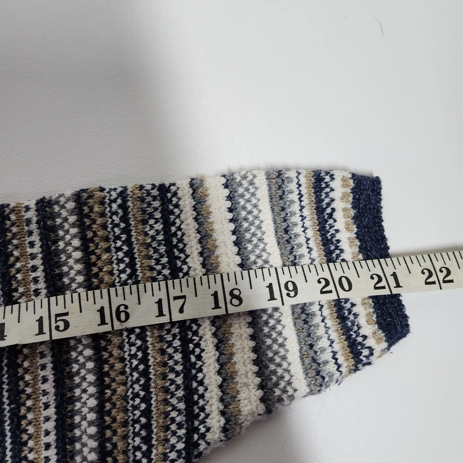 Vintage 90’s Croft & Barrow Knit Crewneck Sweater Sweatshirt Striped Pattern Tan Size L - Image 7