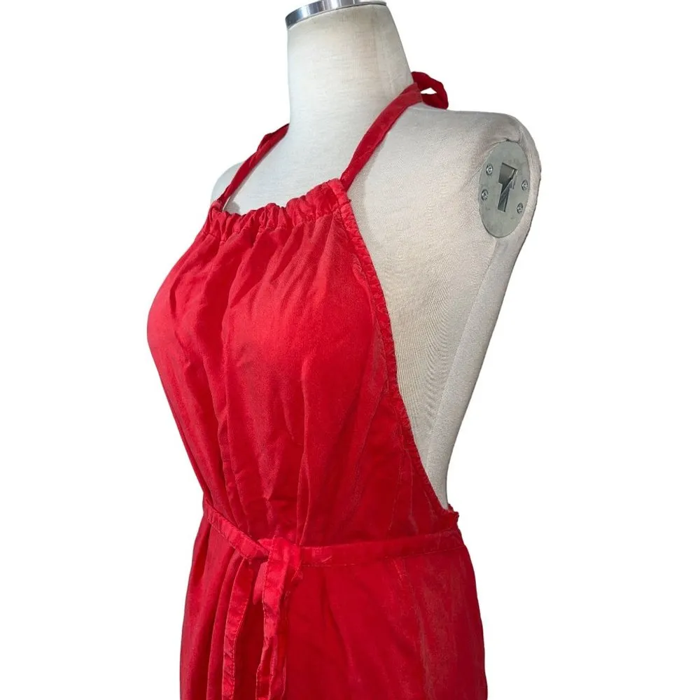 Bella Dahl Smocked Waist Halter Midi Dress in Azaleza Small New Womens Red - Image 6