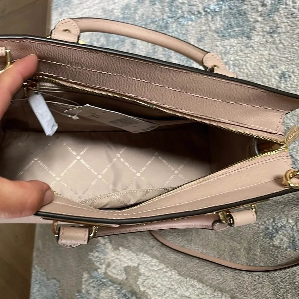 Michael Kors Quinn Crossbody Satchel NWT Ballet Saffiano Leather - Image 8