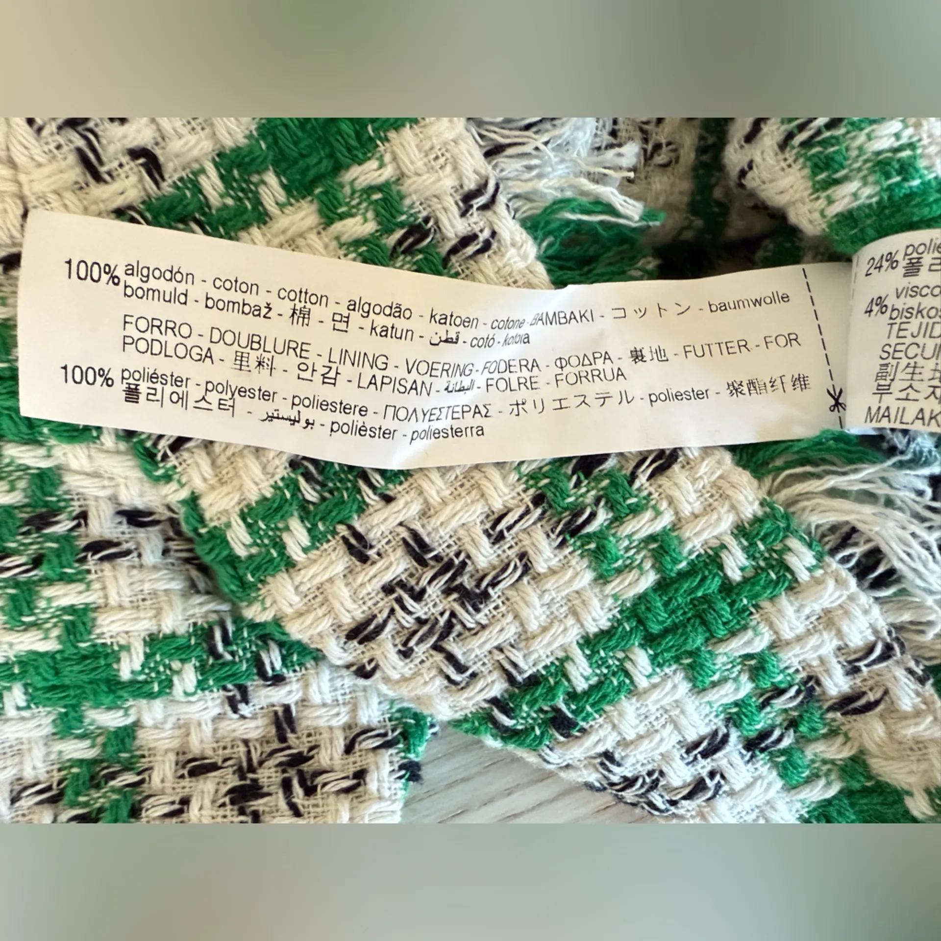 Zara blogger romper jumpsuits textured weave Green White Fabric pockets size S - Image 10