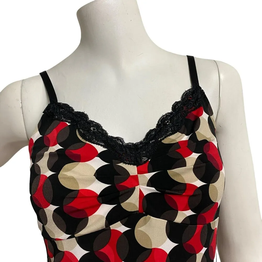 White House Black Market Women's Black Red Polka Dot Ruched Cami Tank Sz S Y2K - Image 7