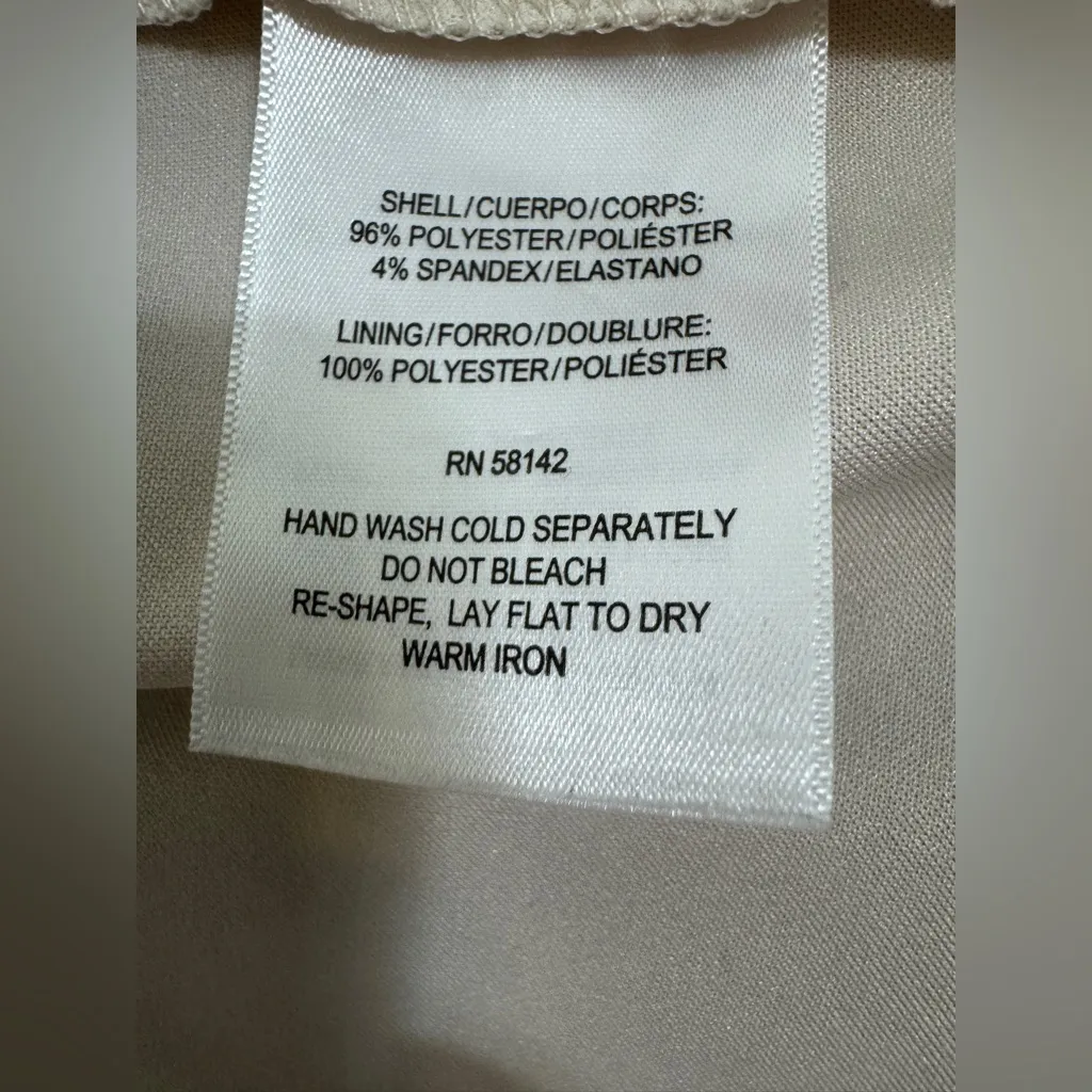 MAGGY LONDON Neck Tie Short Sleeve Fit N' Flare Dress Beige Size 8 - Image 12