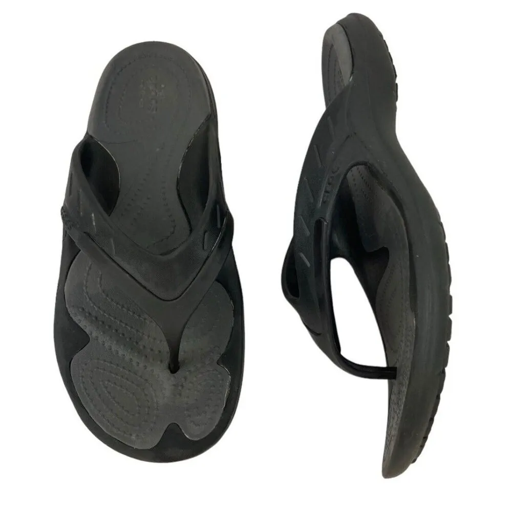 *Crocs Dual Comfort Flip Flop Sandals Mens 7 Womens 9 Black Thong Rubber Slip On - Image 3